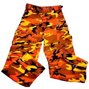 Rothco Double Front Cargo Pants‎ Men's S Orange Camo Military Tactical Hunting